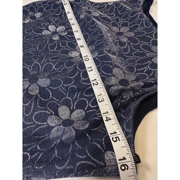 Vintage Night Way Size 10 Dress 90s Y2k Navy Floral Daisy Shimmering Gown Formal - Picture 7 of 12